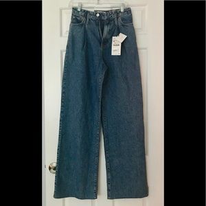 NWT Zara Pleated Wide Leg High Rise Jeans